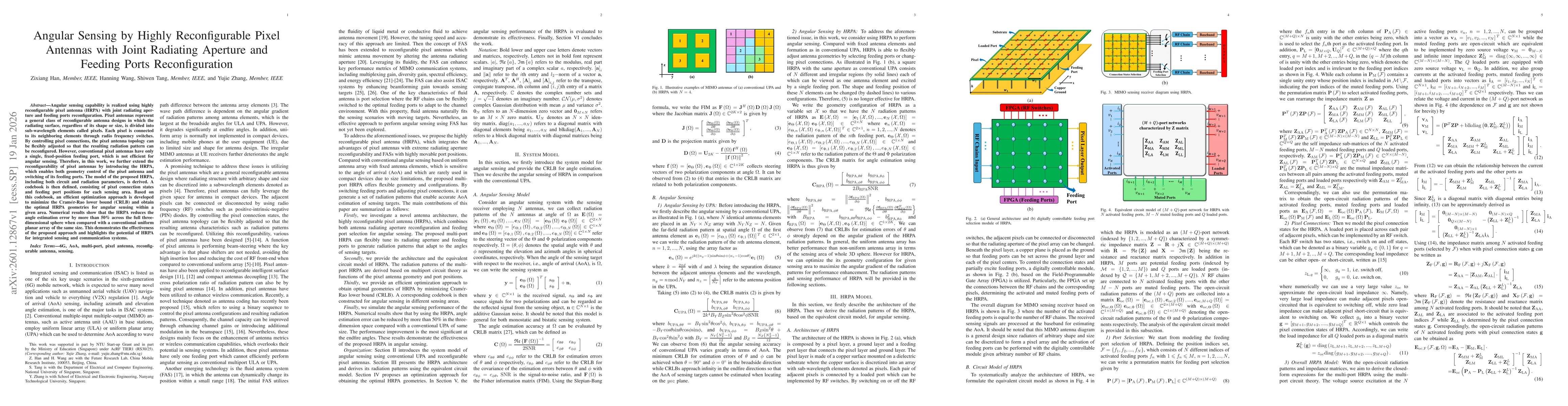 Thumbnail for Angular Sensing by Highly Reconfigurable Pixel Antennas with Joint Radiating Aperture and Feeding Ports Reconfiguration