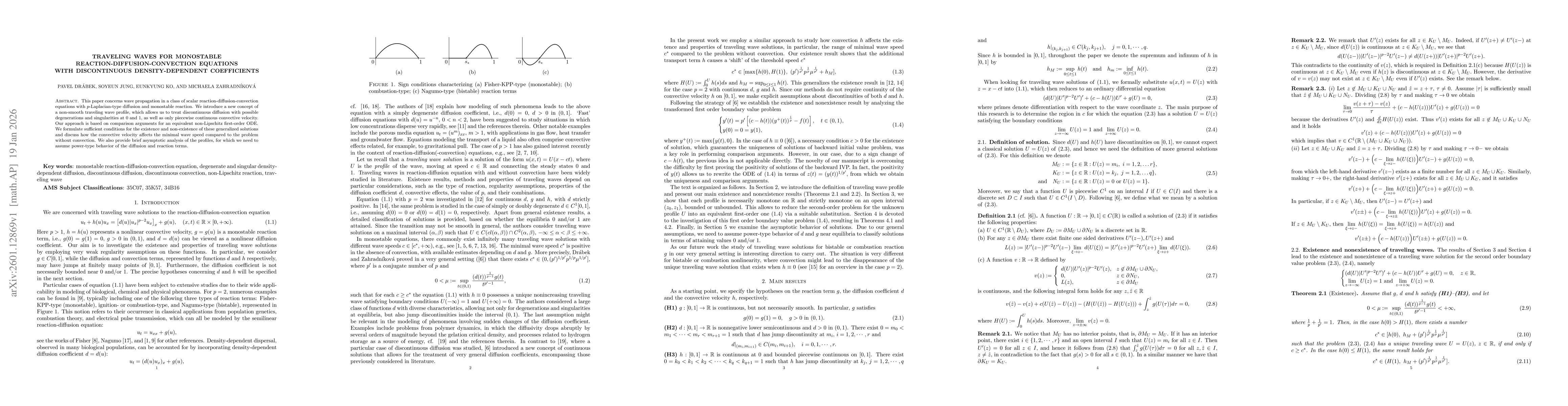 Thumbnail for Traveling waves for monostable reaction-diffusion-convection equations with discontinuous density-dependent coefficients