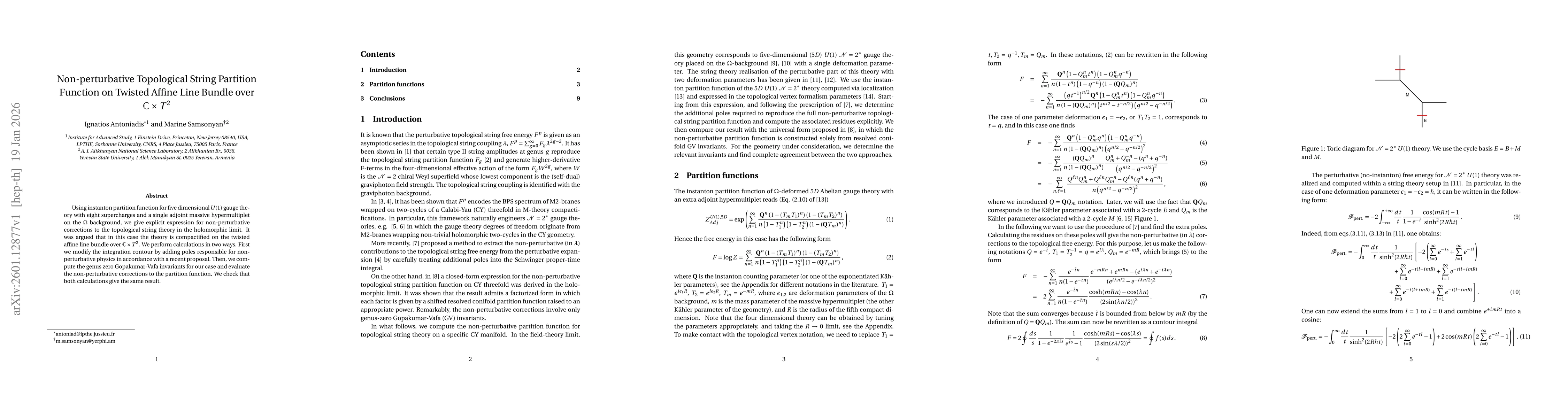 Thumbnail for Non-perturbative Topological String Partition Function on Twisted Affine Line Bundle over $\mathbb{C}\times T^2$