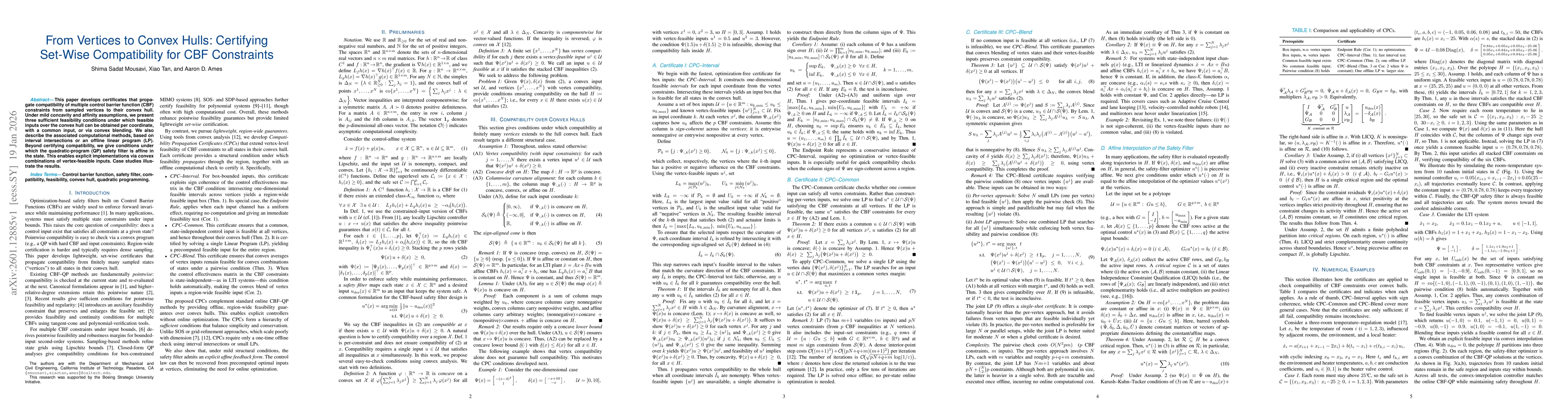 Thumbnail for From Vertices to Convex Hulls: Certifying Set-Wise Compatibility for CBF Constraints