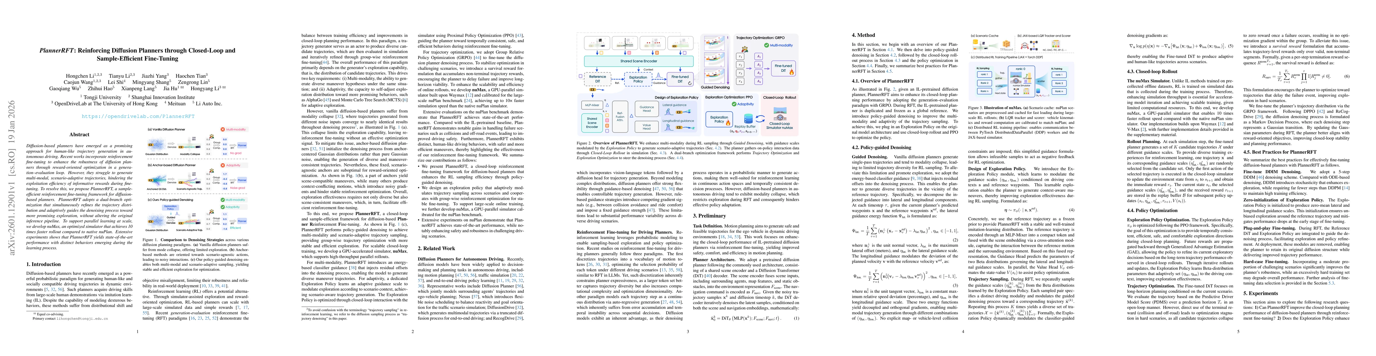 Thumbnail for PlannerRFT: Reinforcing Diffusion Planners through Closed-Loop and Sample-Efficient Fine-Tuning