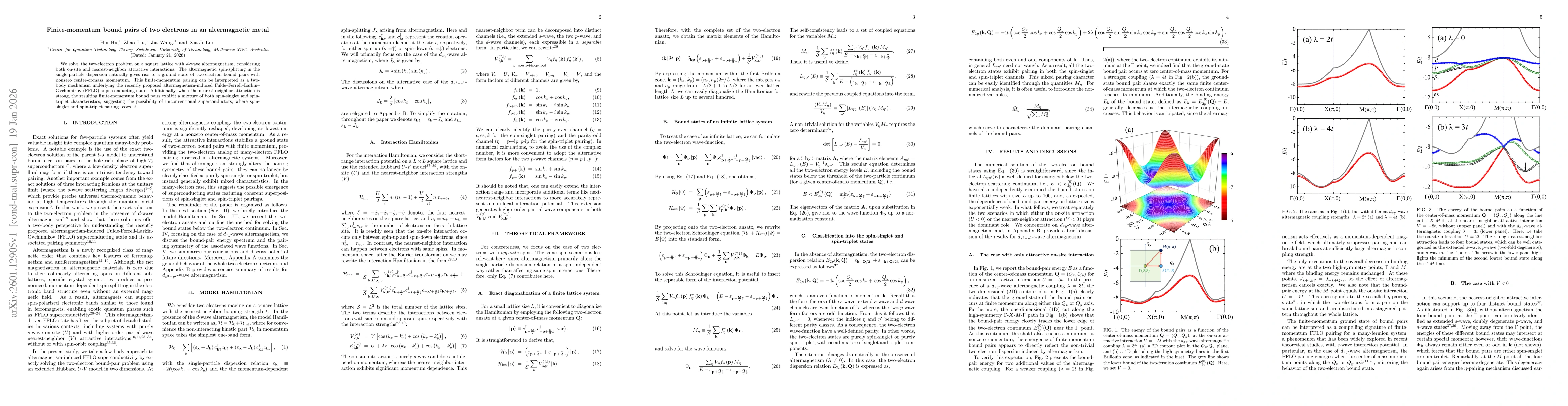 Thumbnail for Finite-momentum bound pairs of two electrons in an altermagnetic metal