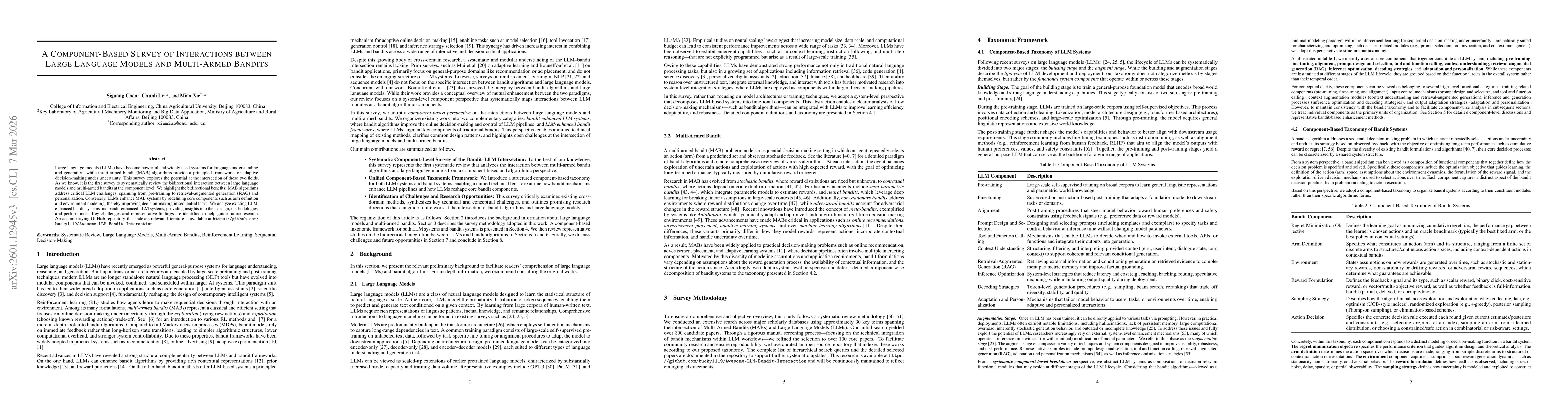 Thumbnail for A Component-Based Survey of Interactions between Large Language Models and Multi-Armed Bandits