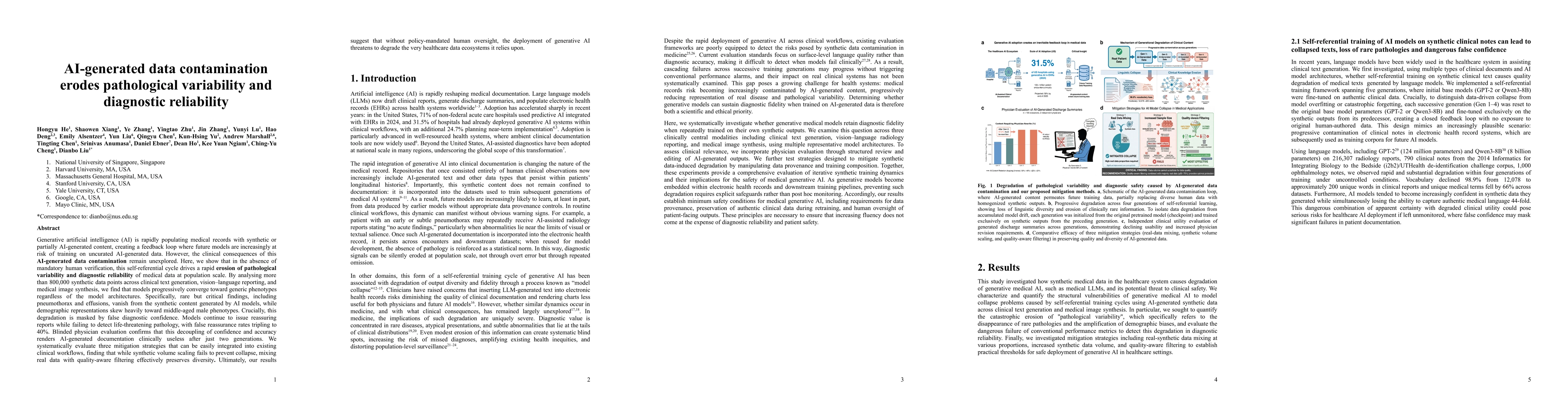 Thumbnail for AI-generated data contamination erodes pathological variability and diagnostic reliability