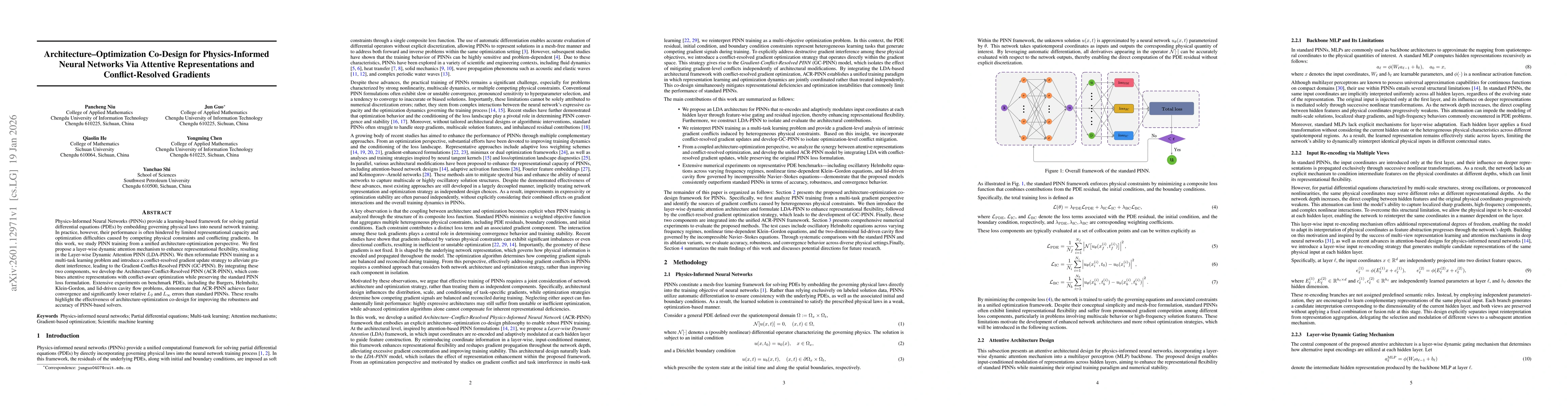 Thumbnail for Architecture-Optimization Co-Design for Physics-Informed Neural Networks Via Attentive Representations and Conflict-Resolved Gradients