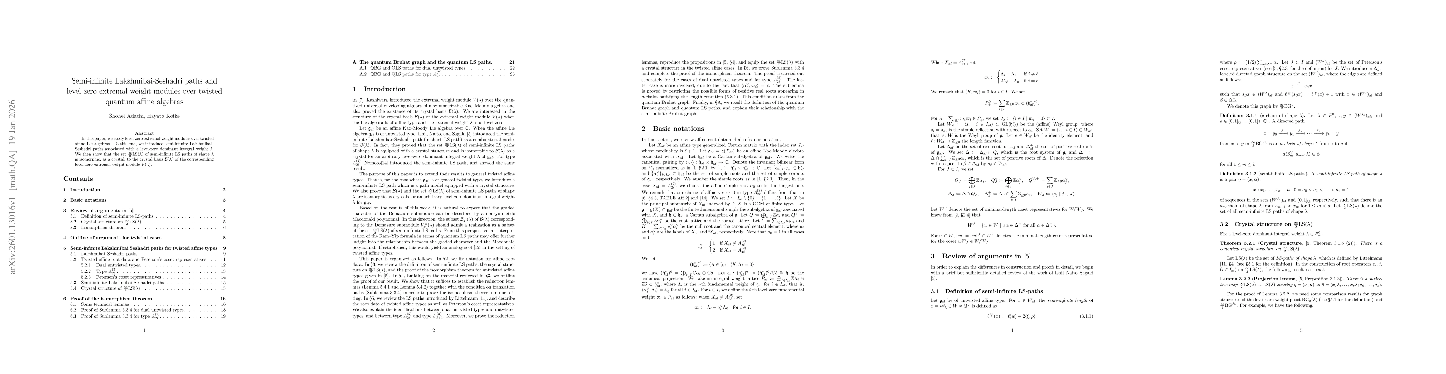 Thumbnail for Semi-infinite Lakshmibai--Seshadri paths and level-zero extremal weight modules over twisted quantum affine algebras
