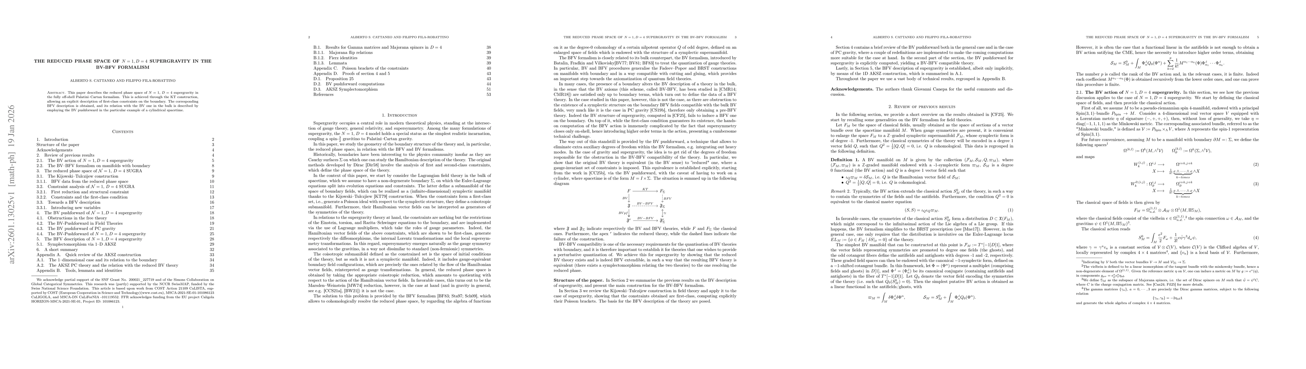Thumbnail for The Reduced Phase Space of $N=1, D=4$ Supergravity in the BV-BFV formalism