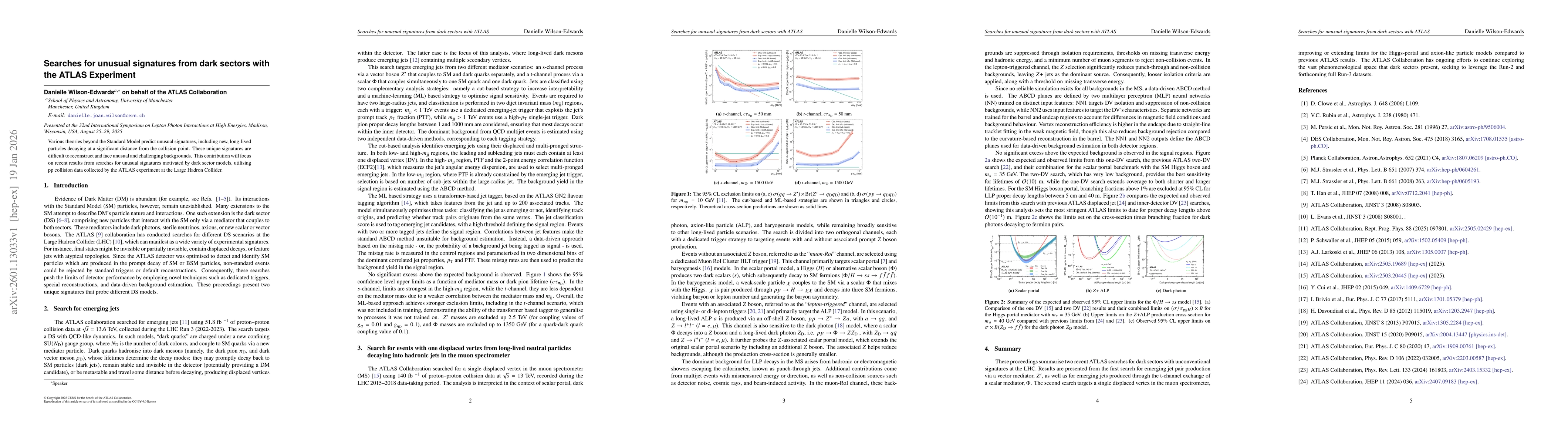 Thumbnail for Searches for unusual signatures from dark sectors with the ATLAS Experiment