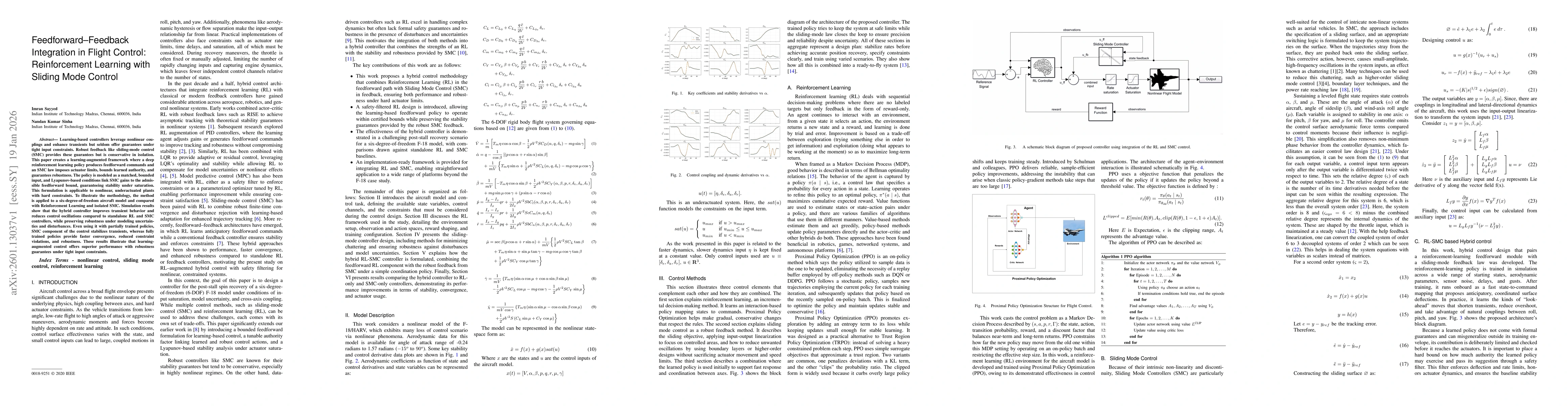 Thumbnail for Feedforward-Feedback Integration in Flight Control: Reinforcement Learning with Sliding Mode Control
