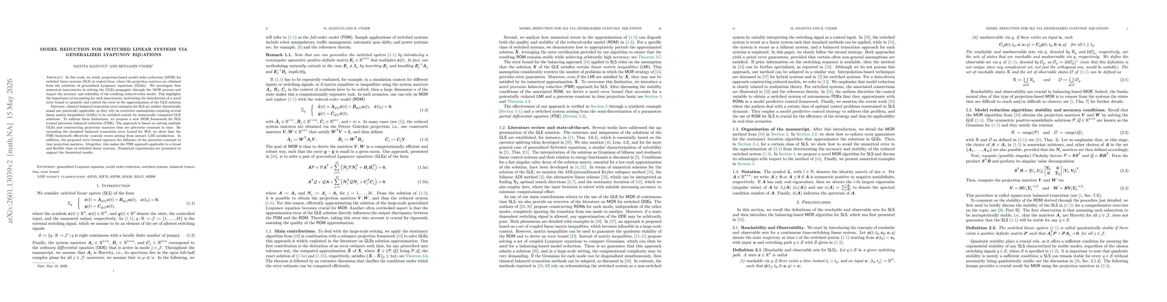 Thumbnail for Solving Generalized Lyapunov Equations with guarantees: application to the Model Reduction of Switched Linear Systems