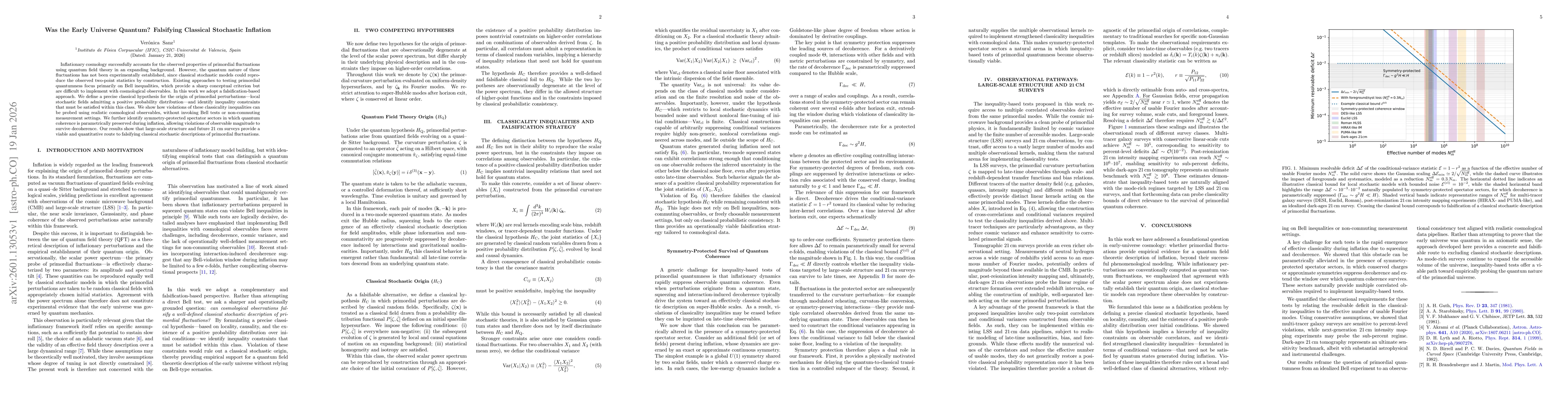 Thumbnail for Was the Early Universe Quantum? Falsifying Classical Stochastic Inflation