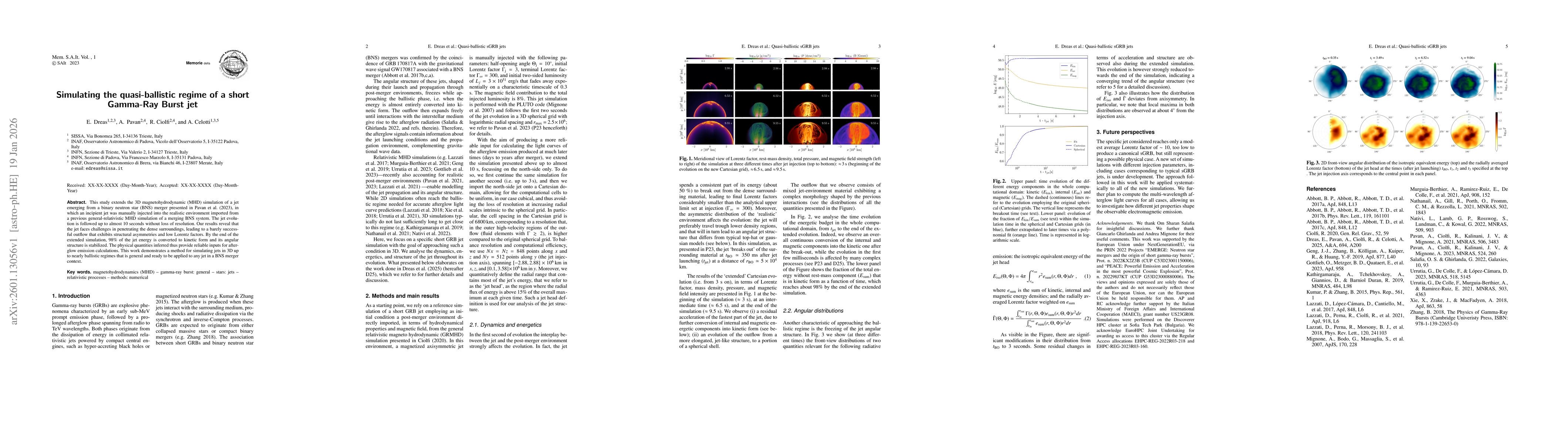 Thumbnail for Simulating the quasi-ballistic regime of a short Gamma-Ray Burst jet
