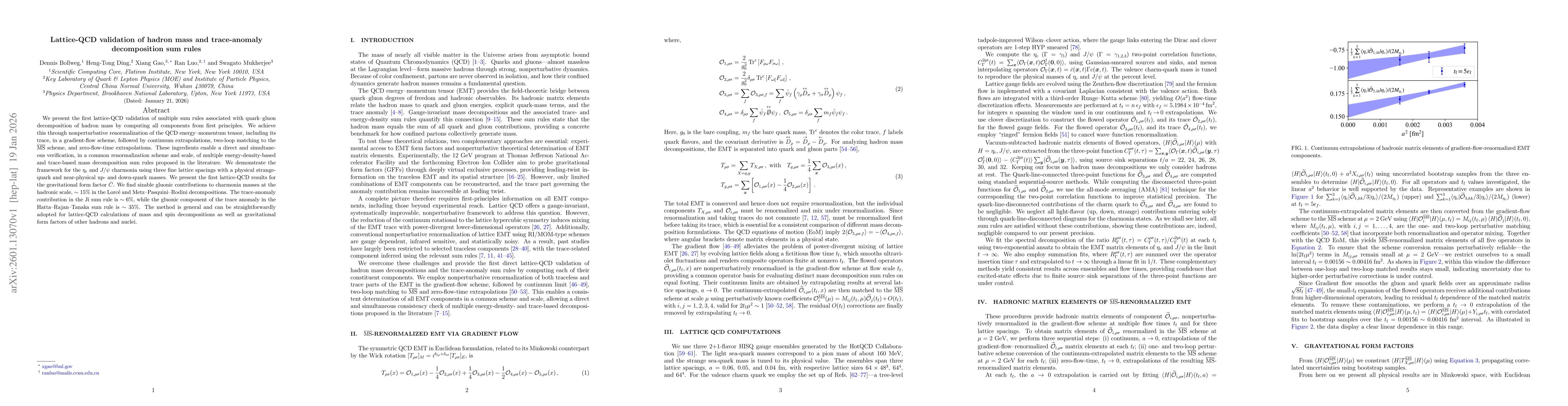 Thumbnail for Lattice-QCD validation of hadron mass and trace-anomaly decomposition sum rules