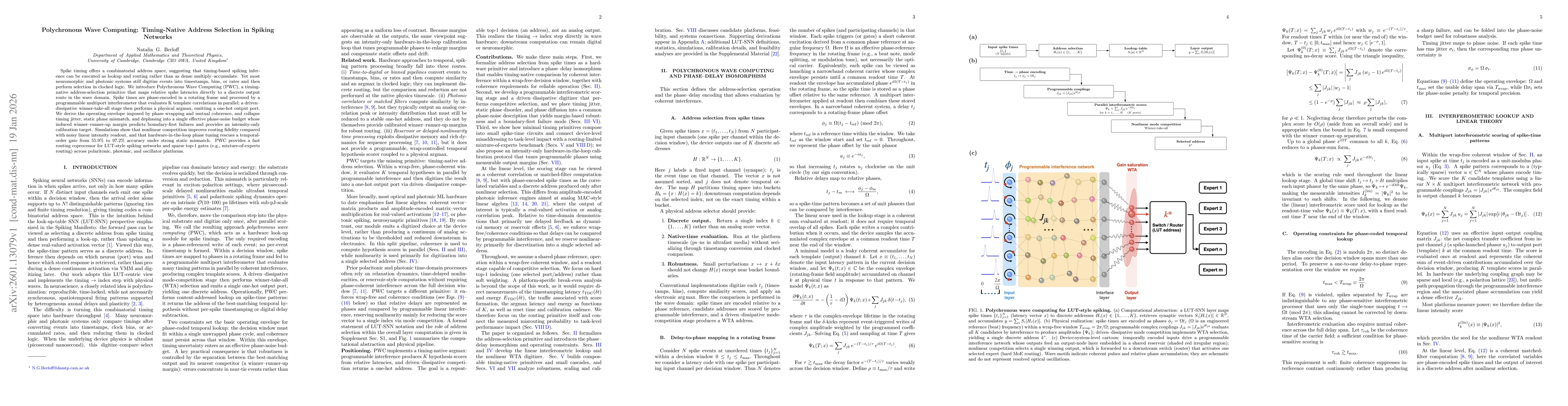 Thumbnail for Polychronous Wave Computing: Timing-Native Address Selection in Spiking Networks