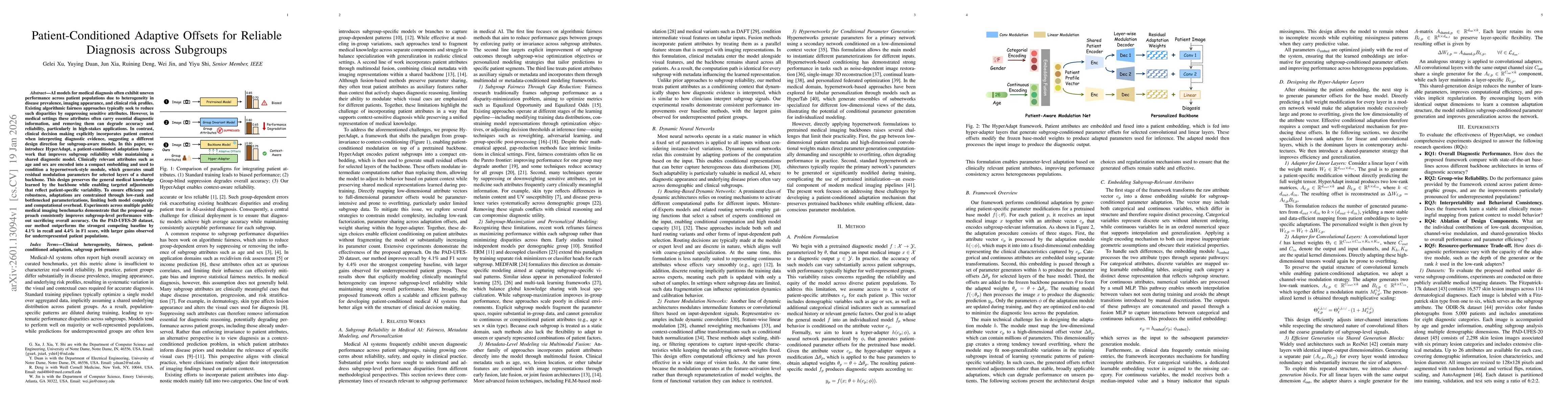 Thumbnail for Patient-Conditioned Adaptive Offsets for Reliable Diagnosis across Subgroups