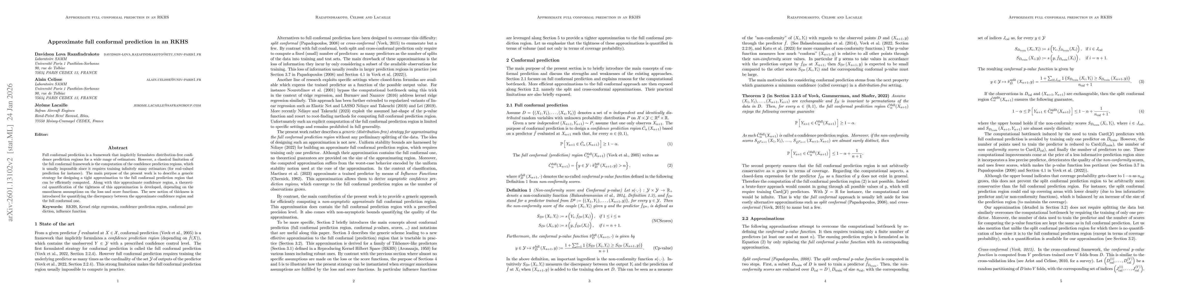 Thumbnail for Approximate full conformal prediction in RKHS
