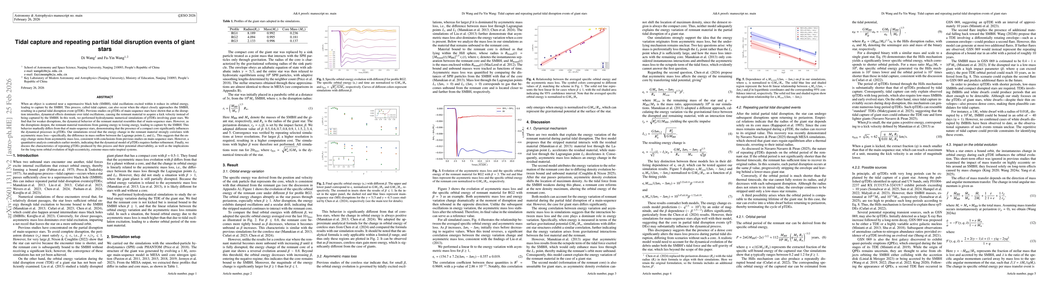 Thumbnail for Tidal capture and repeating partial tidal disruption events of giant stars