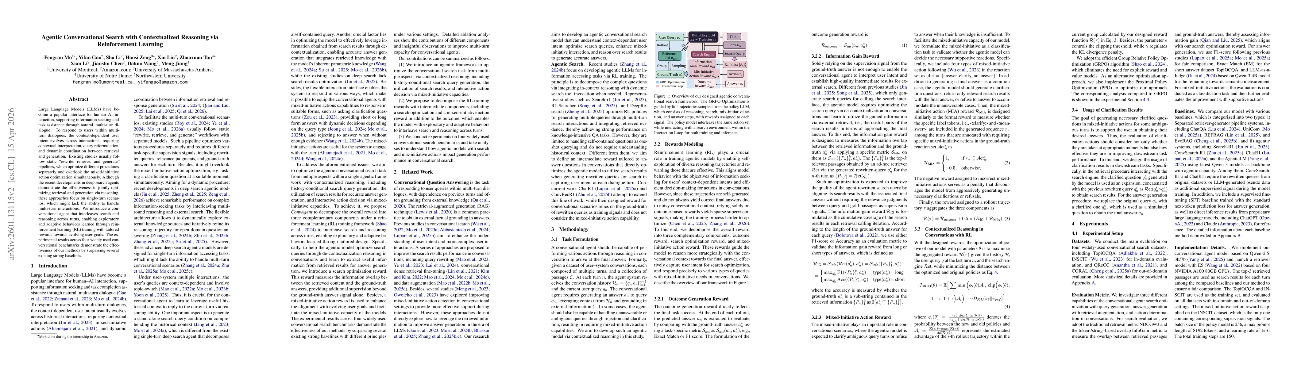 Thumbnail for Agentic Conversational Search with Contextualized Reasoning via Reinforcement Learning