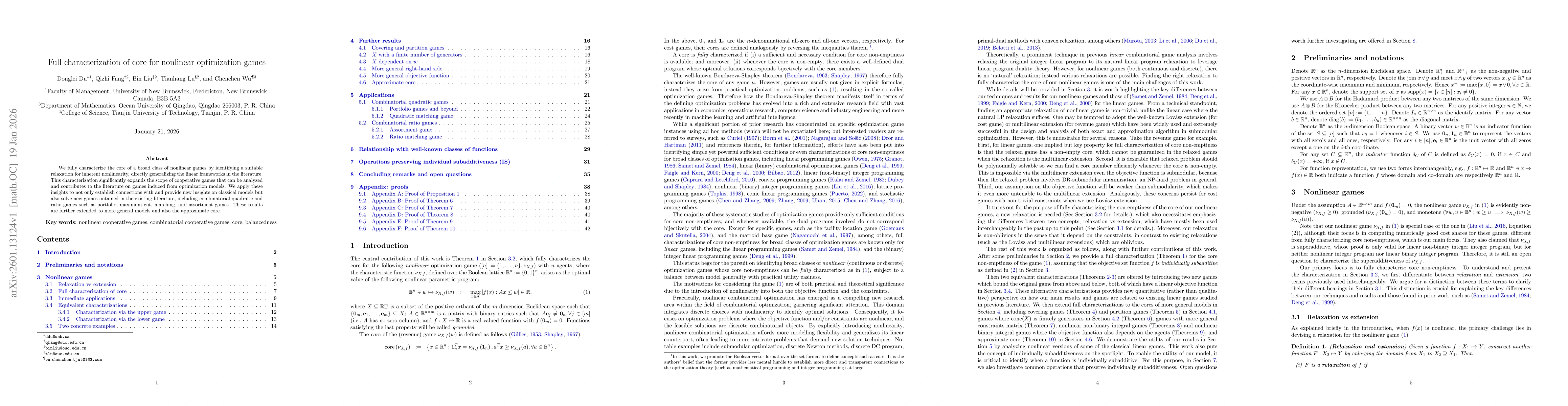 Thumbnail for Full characterization of core for nonlinear optimization games