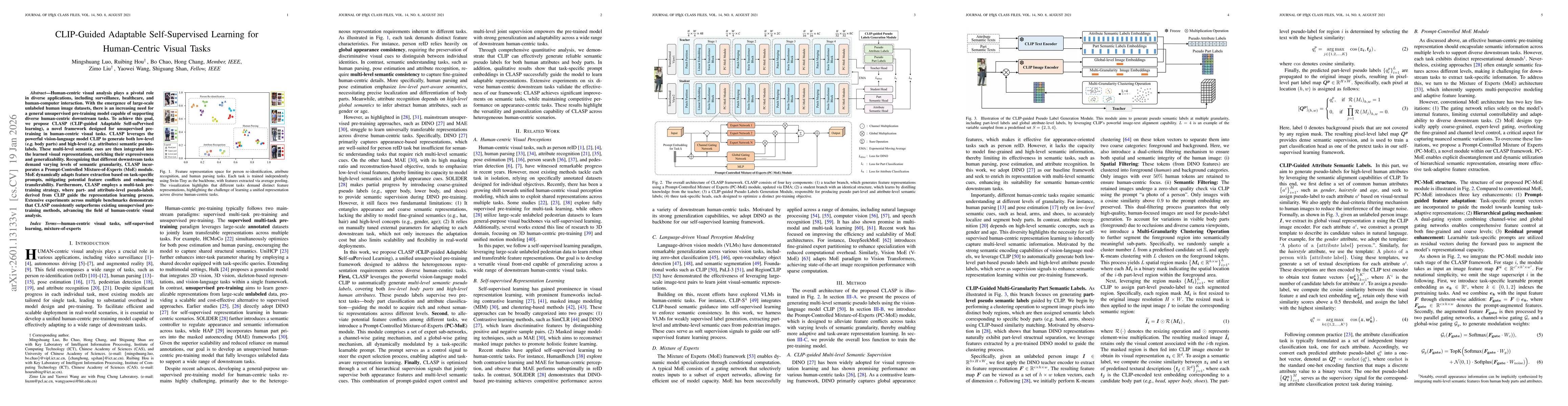 Thumbnail for CLIP-Guided Adaptable Self-Supervised Learning for Human-Centric Visual Tasks