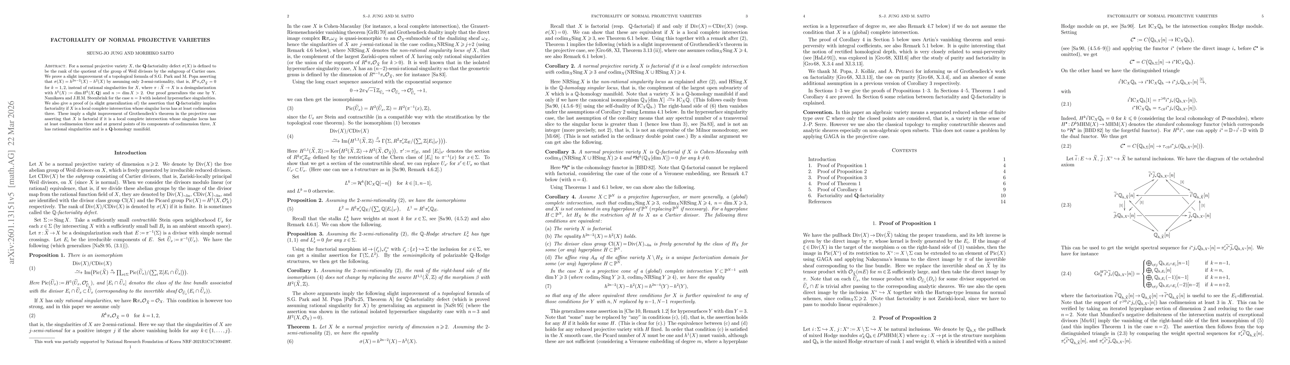 Thumbnail for Factoriality of normal projective varieties