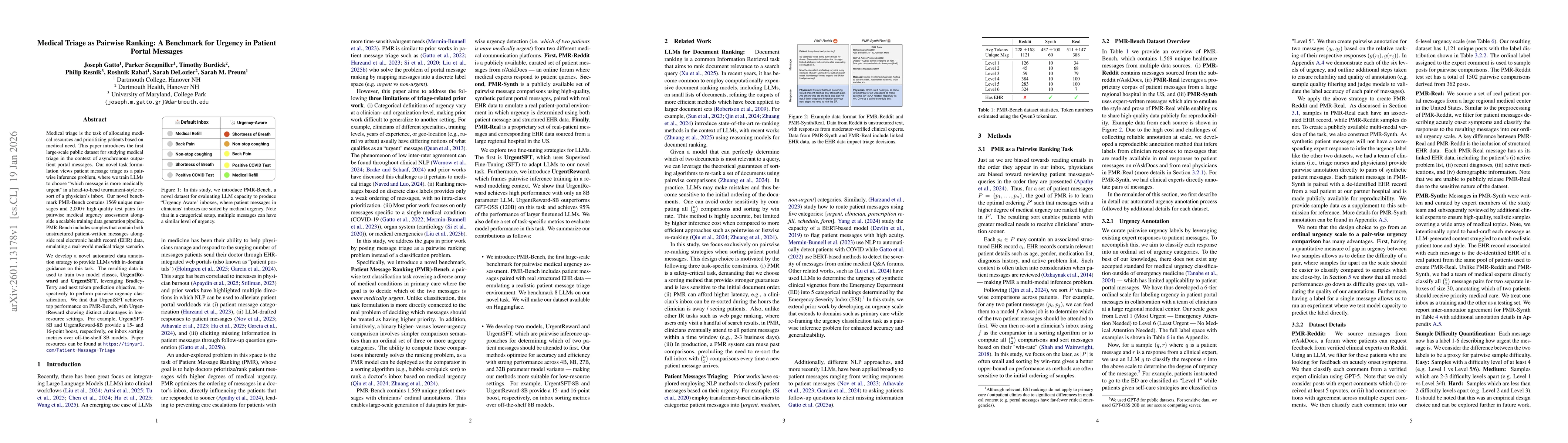 Thumbnail for Medical Triage as Pairwise Ranking: A Benchmark for Urgency in Patient Portal Messages
