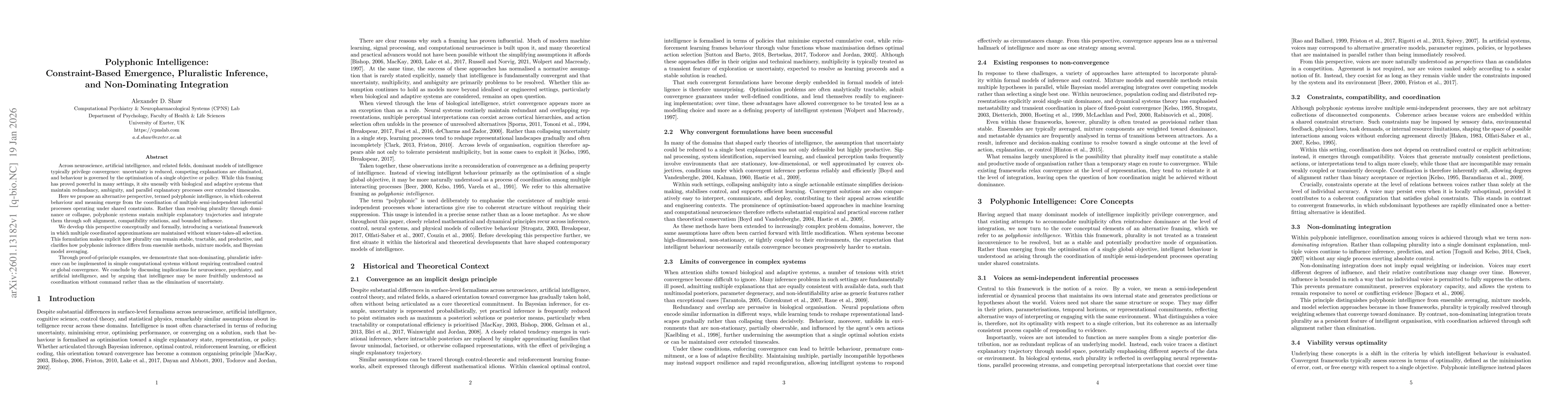 Thumbnail for Polyphonic Intelligence: Constraint-Based Emergence, Pluralistic Inference, and Non-Dominating Integration