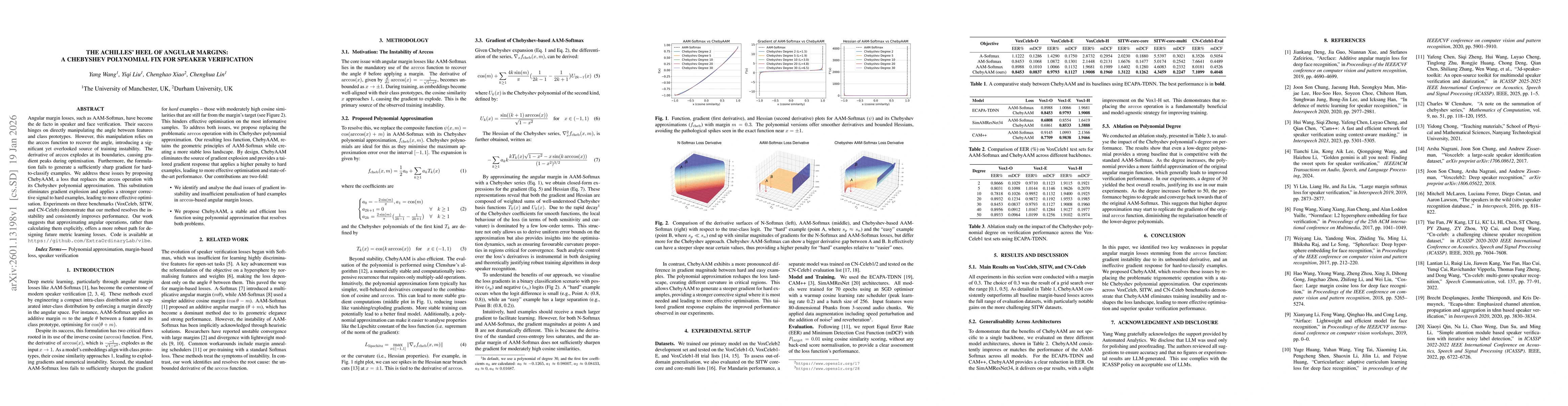 Thumbnail for The Achilles' Heel of Angular Margins: A Chebyshev Polynomial Fix for Speaker Verification