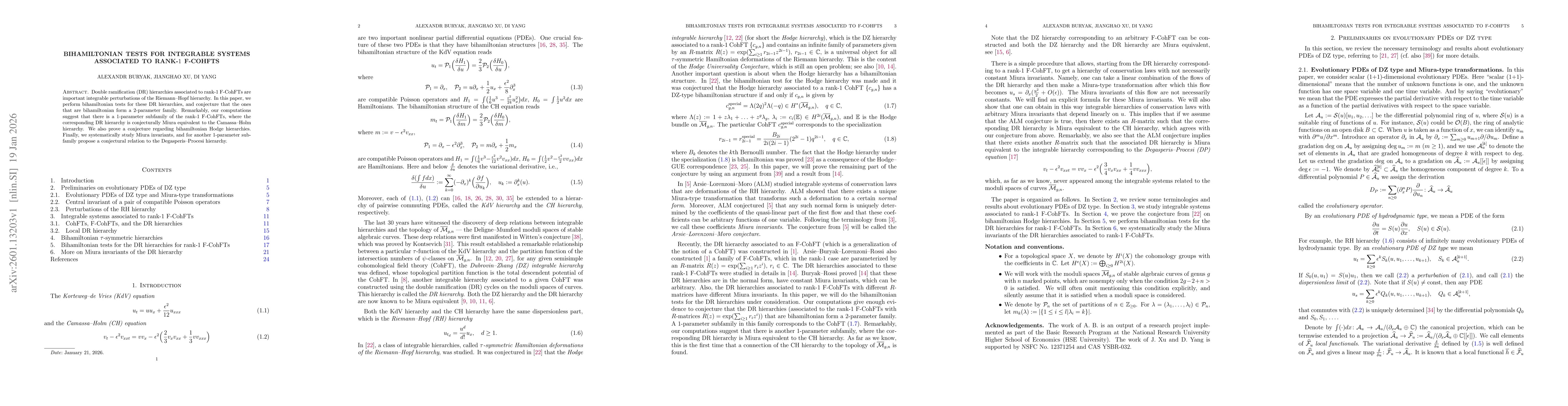 Thumbnail for Bihamiltonian tests for integrable systems associated to rank-$1$ F-CohFTs