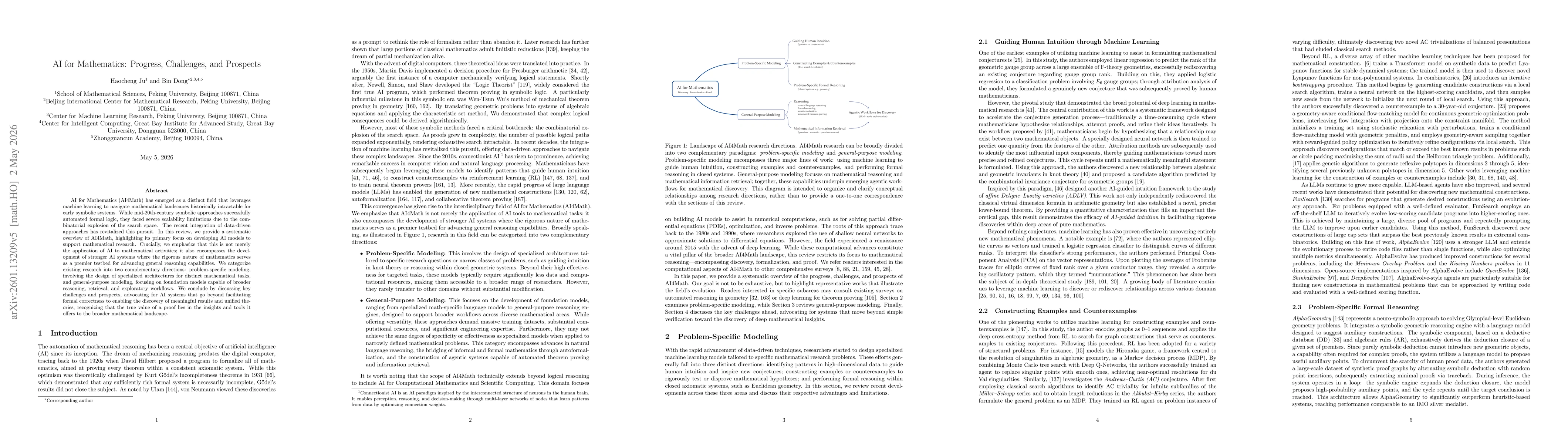 Thumbnail for AI for Mathematics: Progress, Challenges, and Prospects