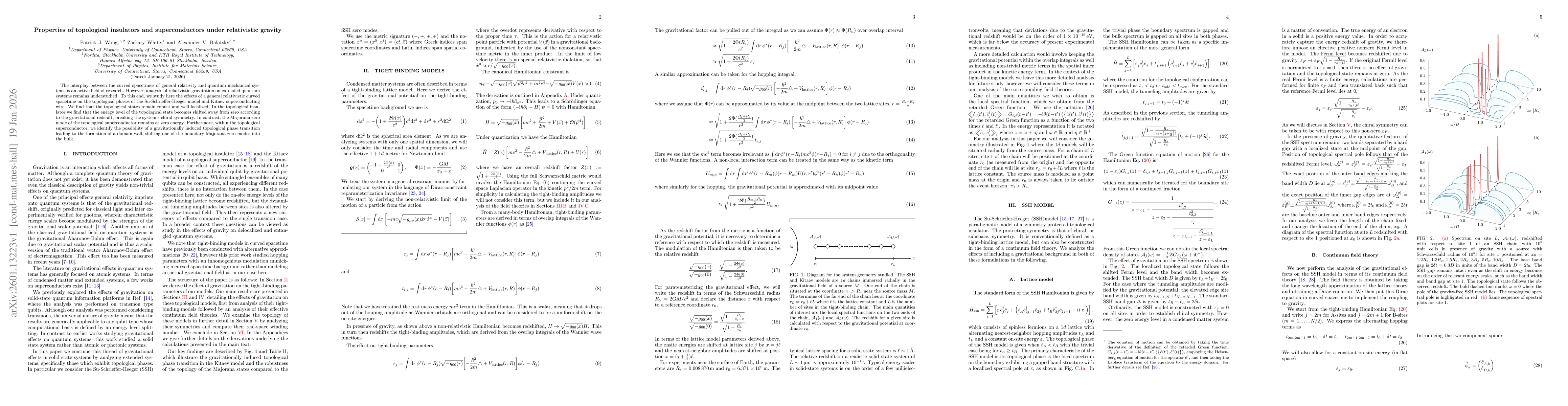 Thumbnail for Properties of topological insulators and superconductors under relativistic gravity