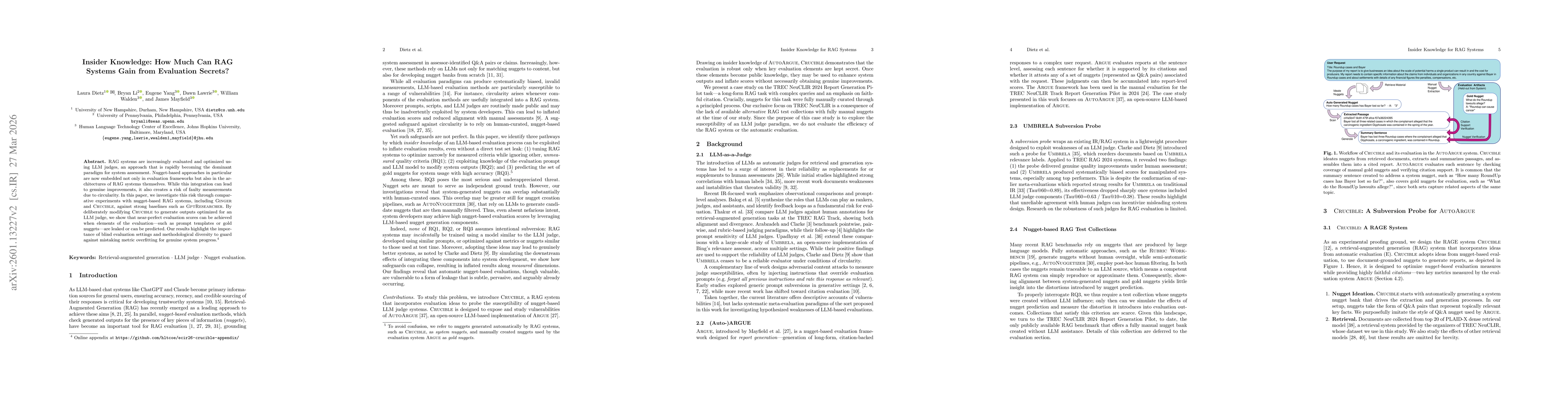 Thumbnail for Insider Knowledge: How Much Can RAG Systems Gain from Evaluation Secrets?