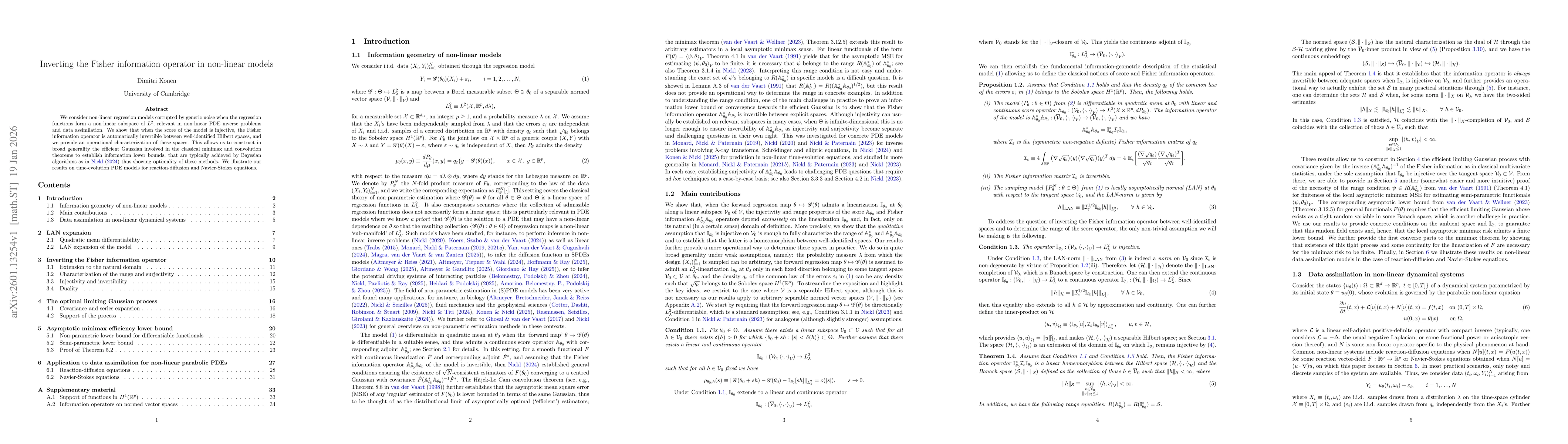 Thumbnail for Inverting the Fisher information operator in non-linear models