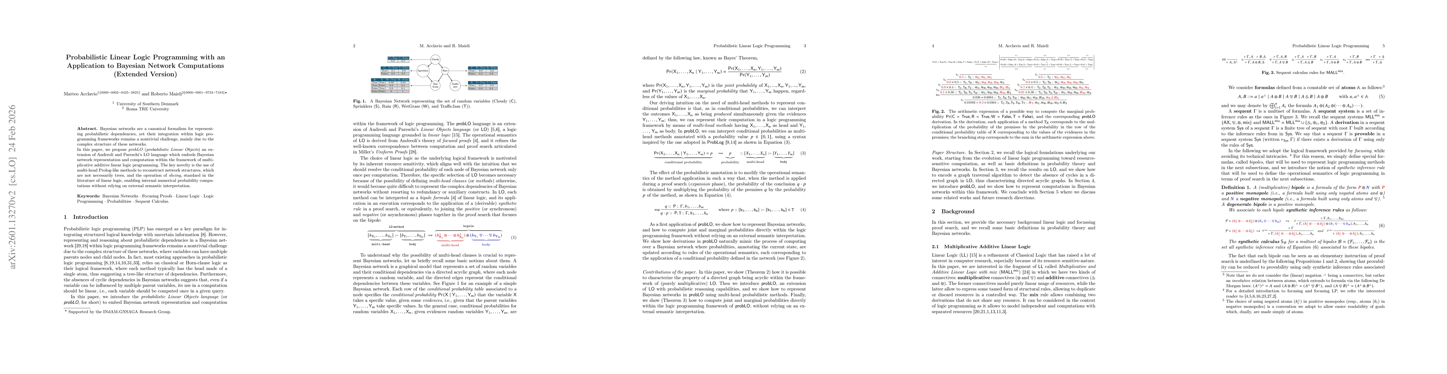 Thumbnail for Probabilistic Linear Logic Programming with an application to Bayesian Networks computations