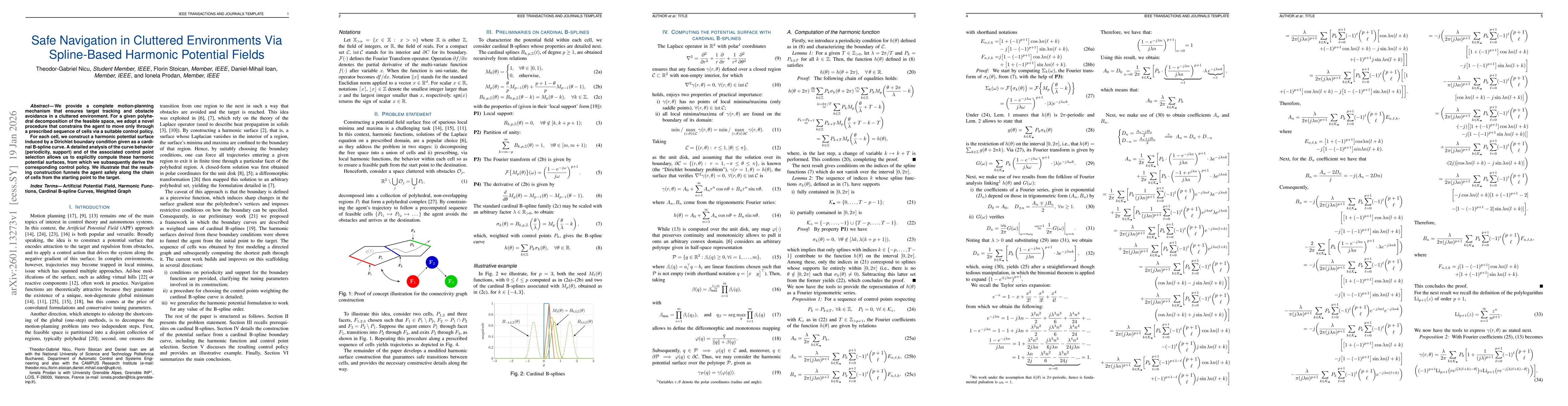 Thumbnail for Safe Navigation in Cluttered Environments Via Spline-Based Harmonic Potential Fields