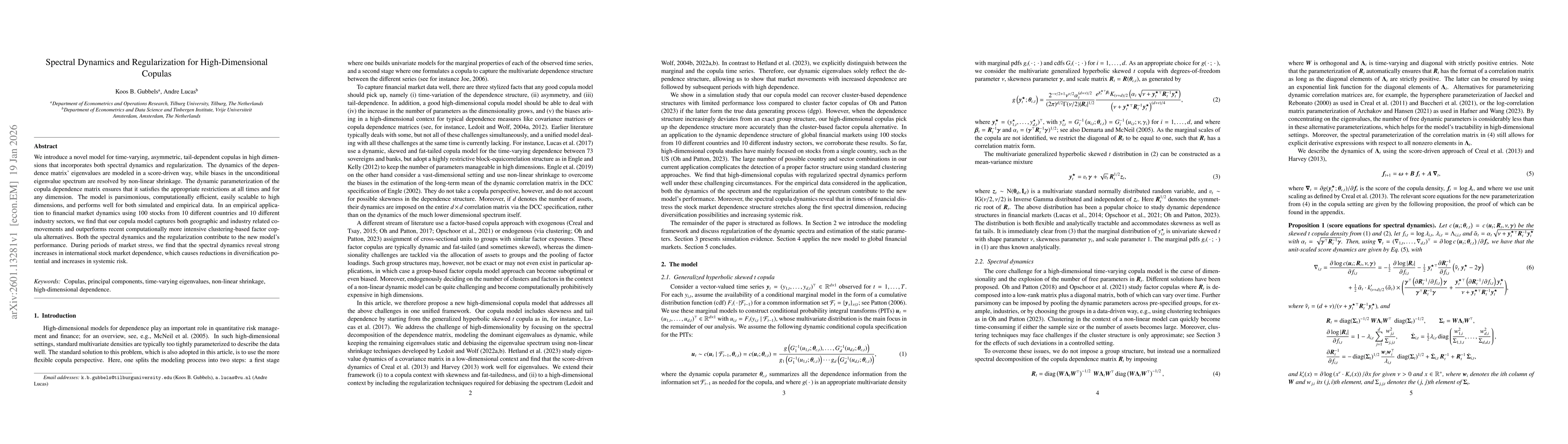 Thumbnail for Spectral Dynamics and Regularization for High-Dimensional Copulas