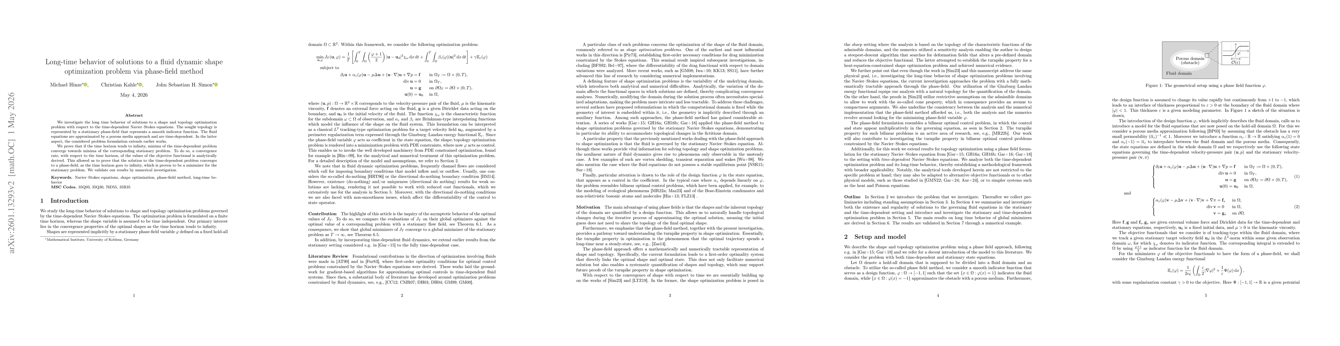 Thumbnail for Long-time behavior of solutions to fluid dynamic shape optimization problems via phase-field method