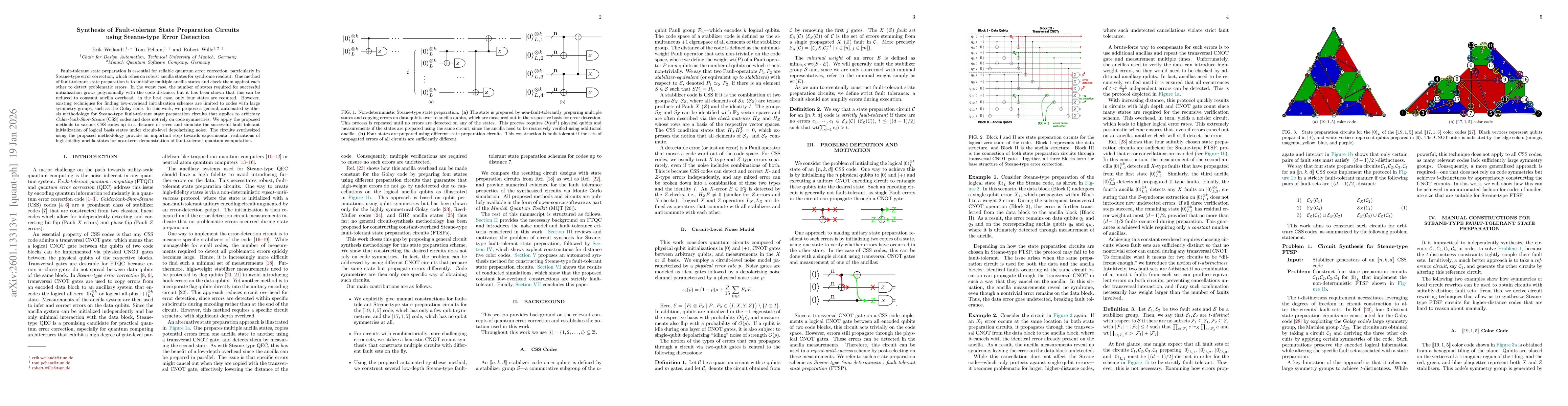 Thumbnail for Synthesis of Fault-tolerant State Preparation Circuits using Steane-type Error Detection