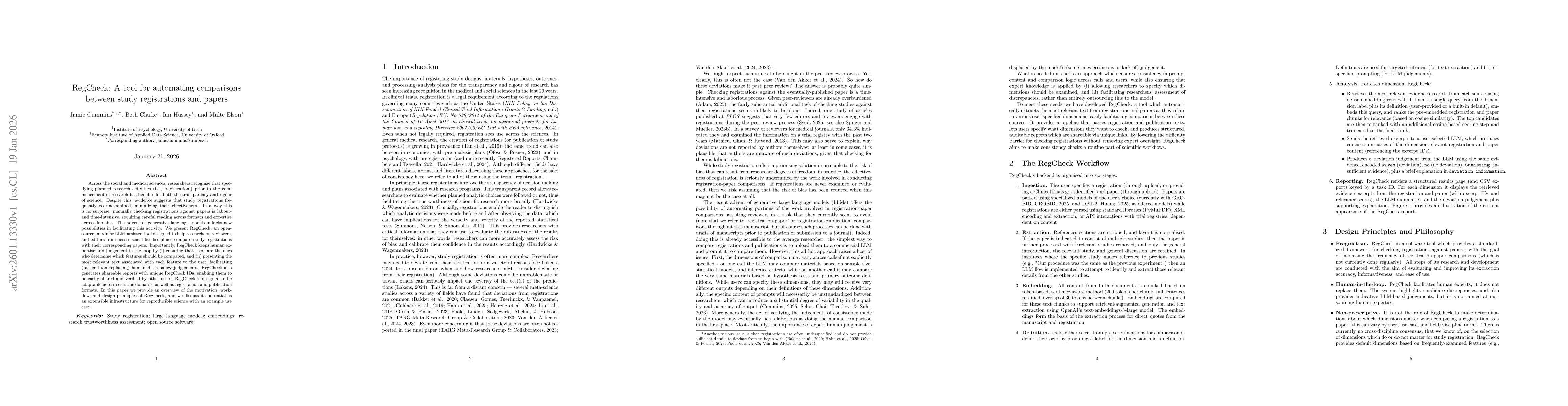 Thumbnail for RegCheck: A tool for automating comparisons between study registrations and papers