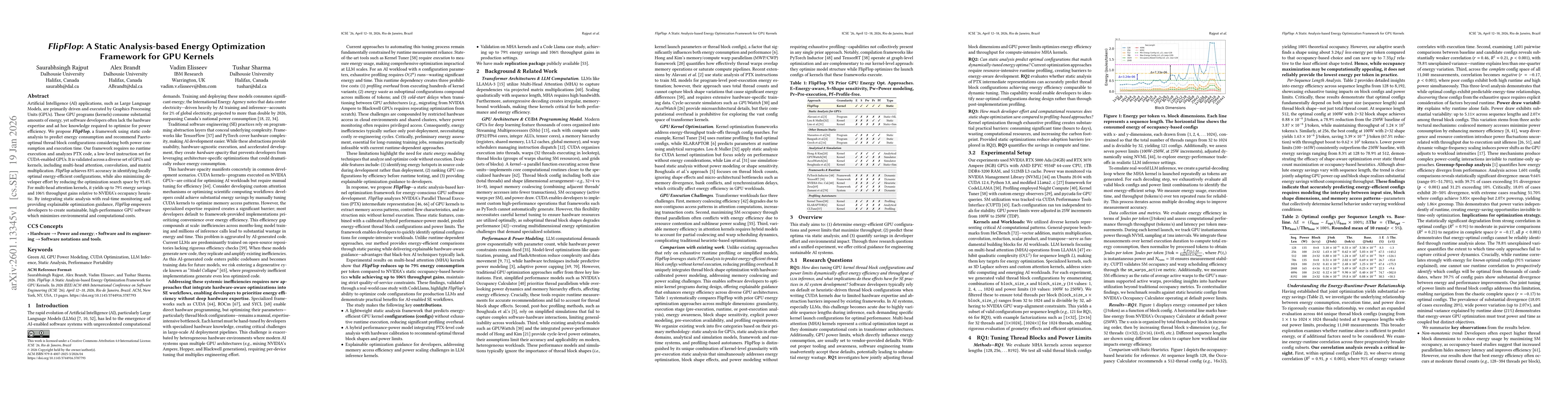 Thumbnail for FlipFlop: A Static Analysis-based Energy Optimization Framework for GPU Kernels
