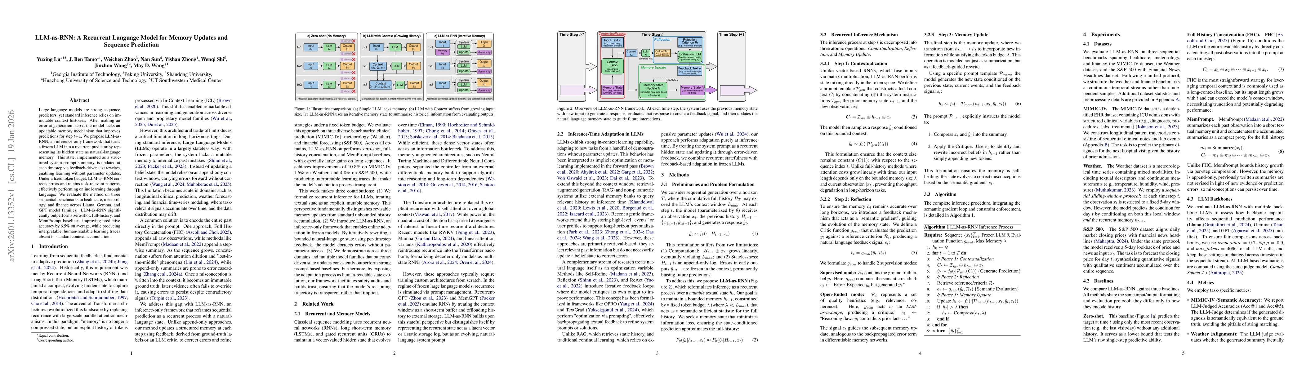 Thumbnail for LLM-as-RNN: A Recurrent Language Model for Memory Updates and Sequence Prediction