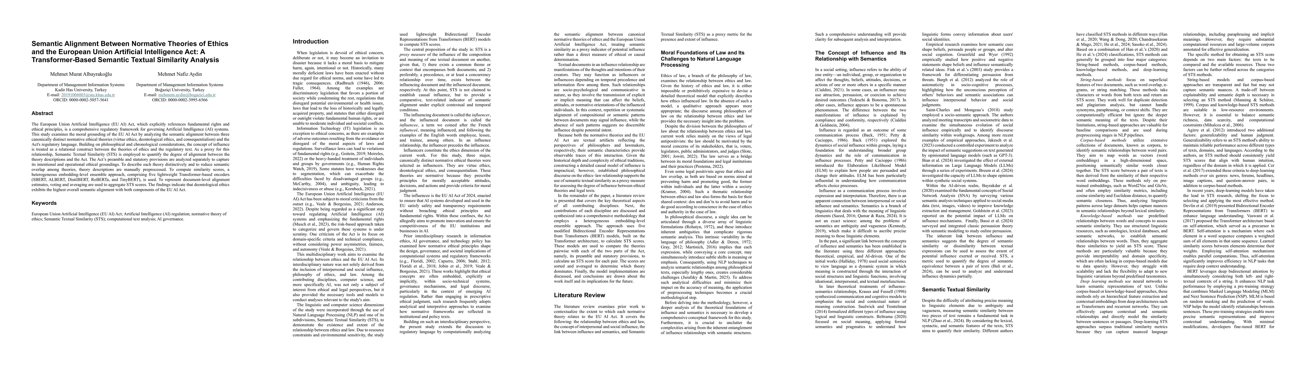 Thumbnail for Influence of Normative Theories of Ethics on the European Union Artificial Intelligence Act: A Transformer-Based Analysis Using Semantic Textual Similarity