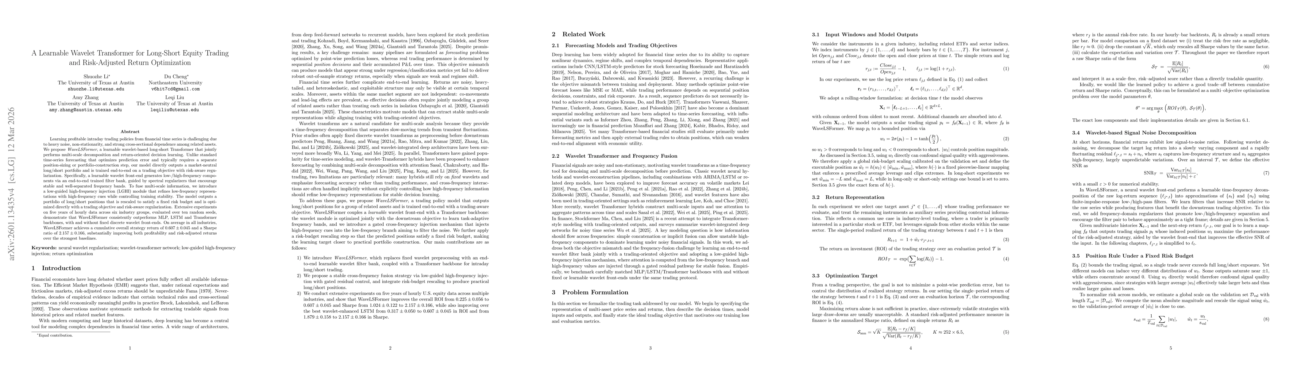 Thumbnail for A Learnable Wavelet Transformer for Long-Short Equity Trading and Risk-Adjusted Return Optimization