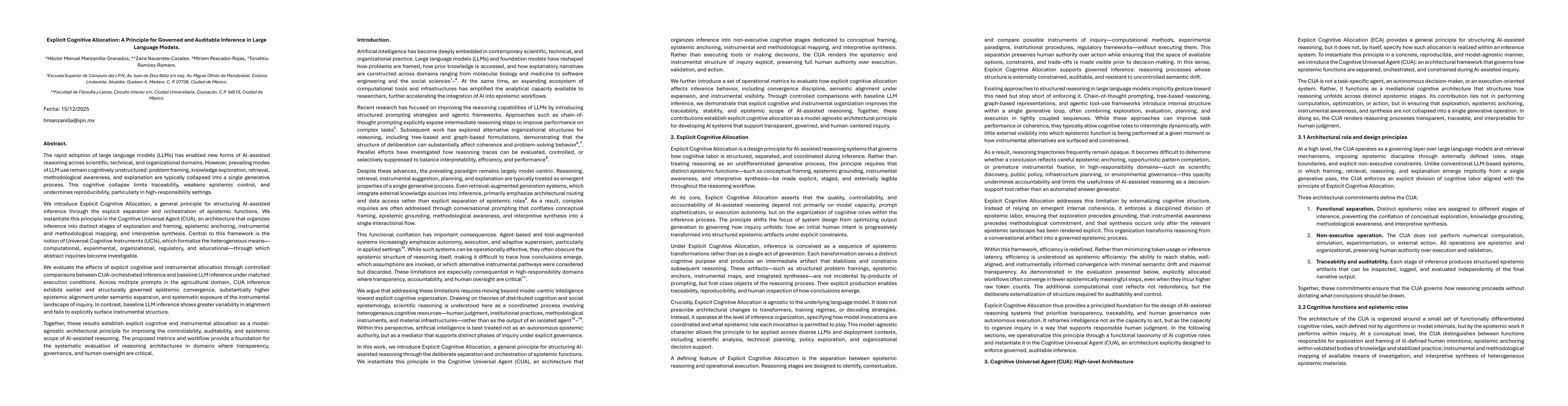 Thumbnail for Explicit Cognitive Allocation: A Principle for Governed and Auditable Inference in Large Language Models