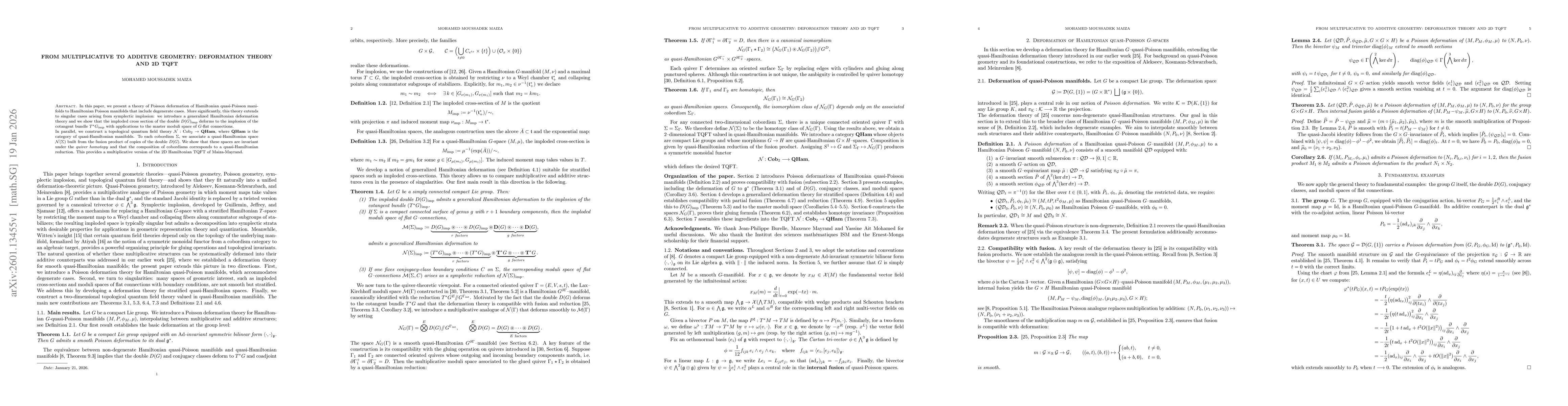 Thumbnail for From multiplicative to additive geometry: Deformation theory and 2D TQFT
