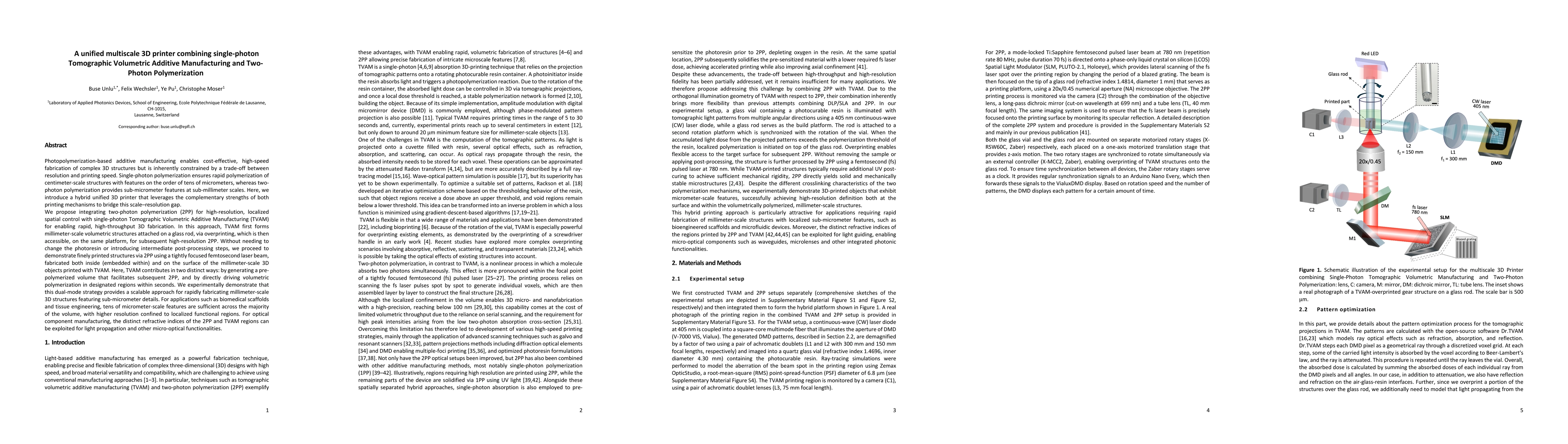 Thumbnail for A unified multiscale 3D printer combining single-photon Tomographic Volumetric Additive Manufacturing and Two-Photon Polymerization