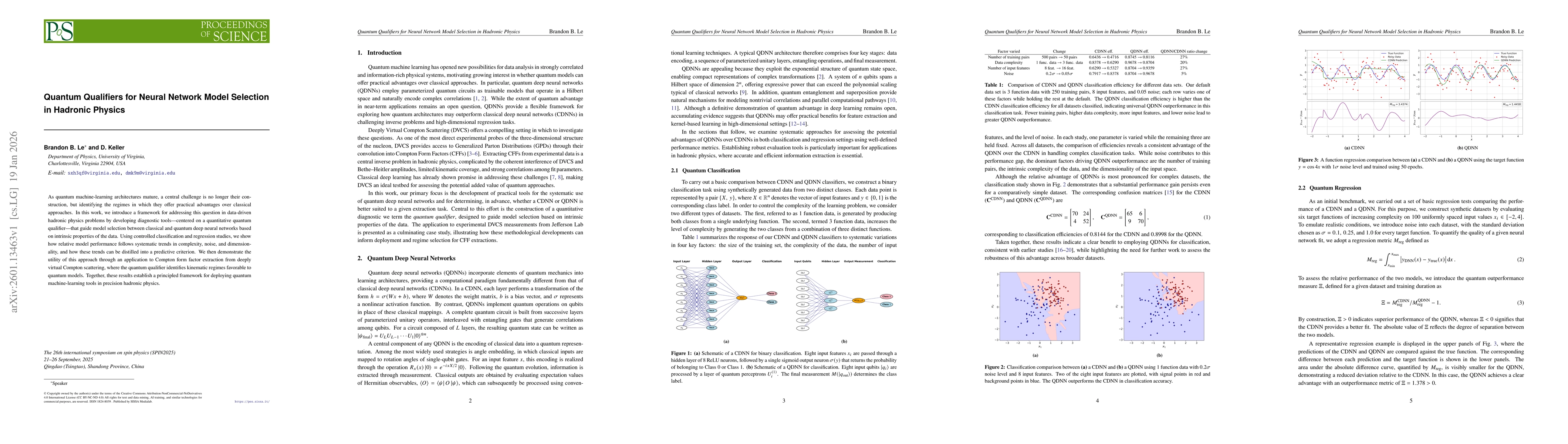 Thumbnail for Quantum Qualifiers for Neural Network Model Selection in Hadronic Physics