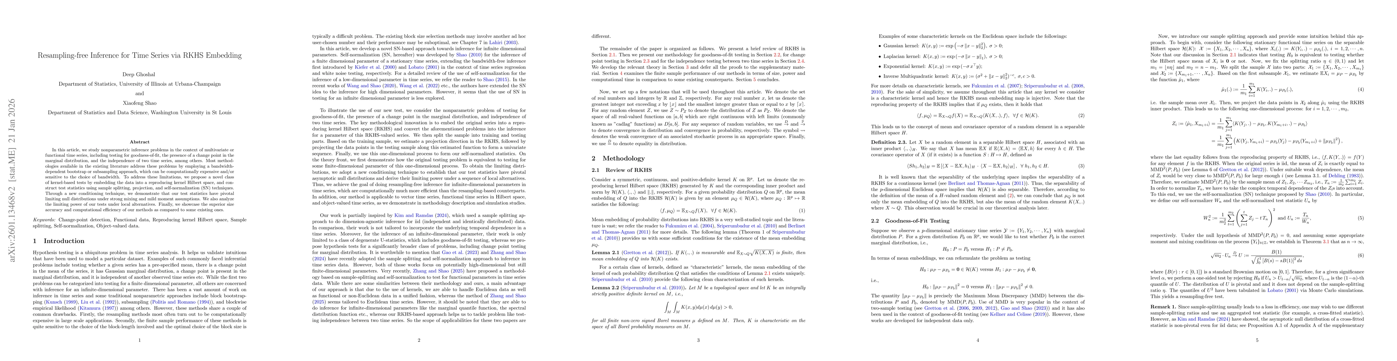 Thumbnail for Resampling-free Inference for Time Series via RKHS Embedding