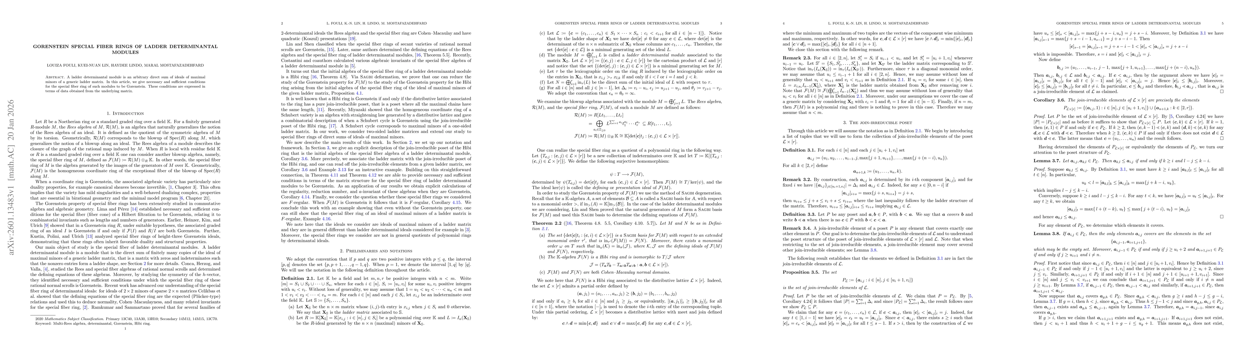 Thumbnail for Gorenstein Special Fiber Rings of Ladder Determinantal Modules