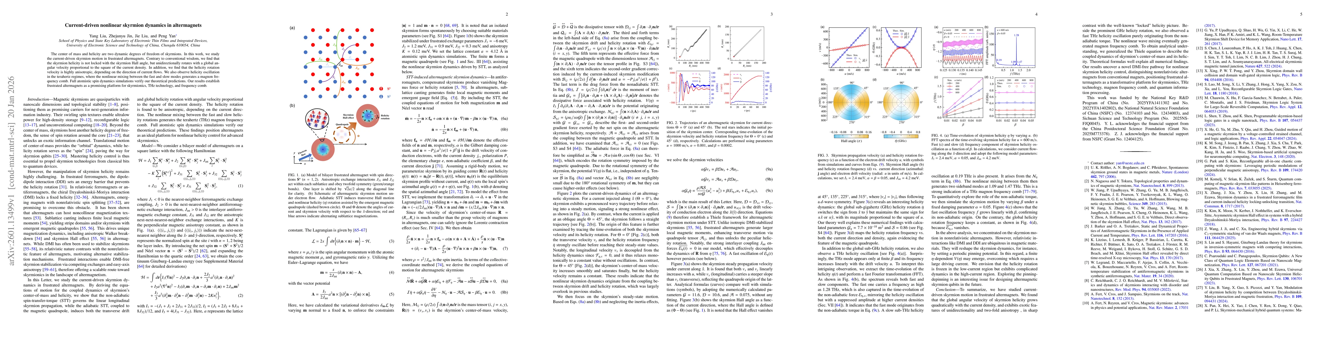 Thumbnail for Current-driven nonlinear skyrmion dynamics in altermagnets